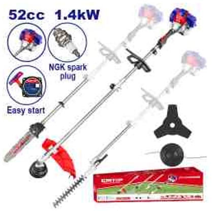 4-In-1 Gasoline Hedge Trimmer Multi Tool 52cc, 1.4kW, 420mm Cutting Path, With Grass Trimmer, Bush Cutter, Hedge Trimmer & Chain Saw